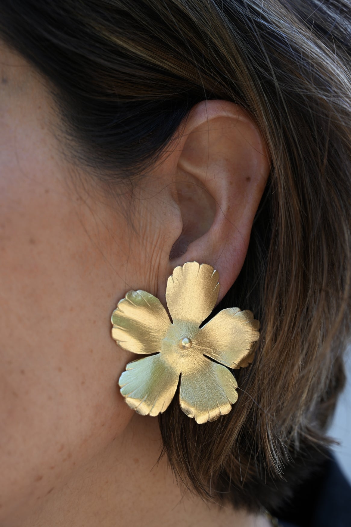 Flower earring XL | Gold