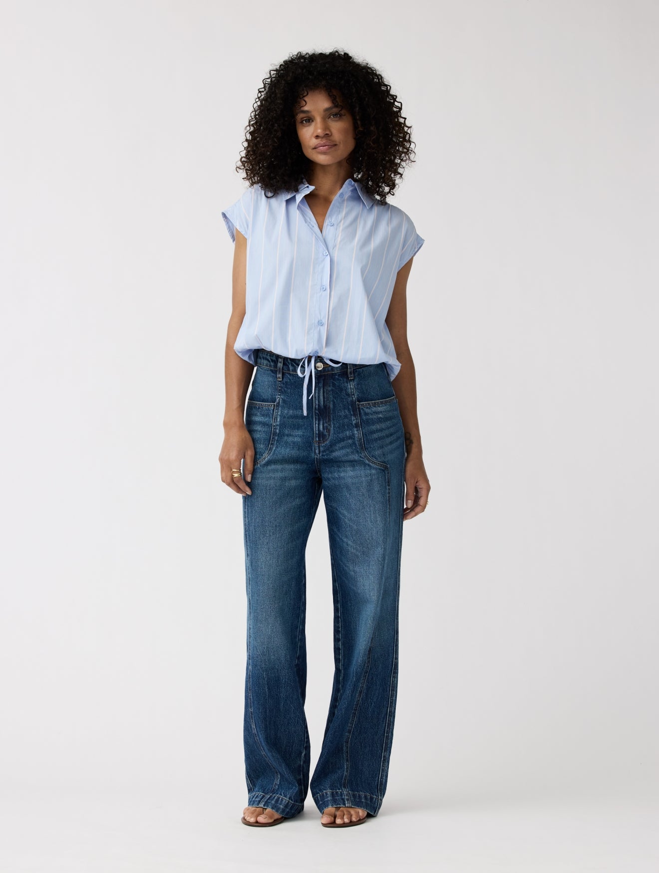 Blouse Flora | Stripe Sky blue/Yellow