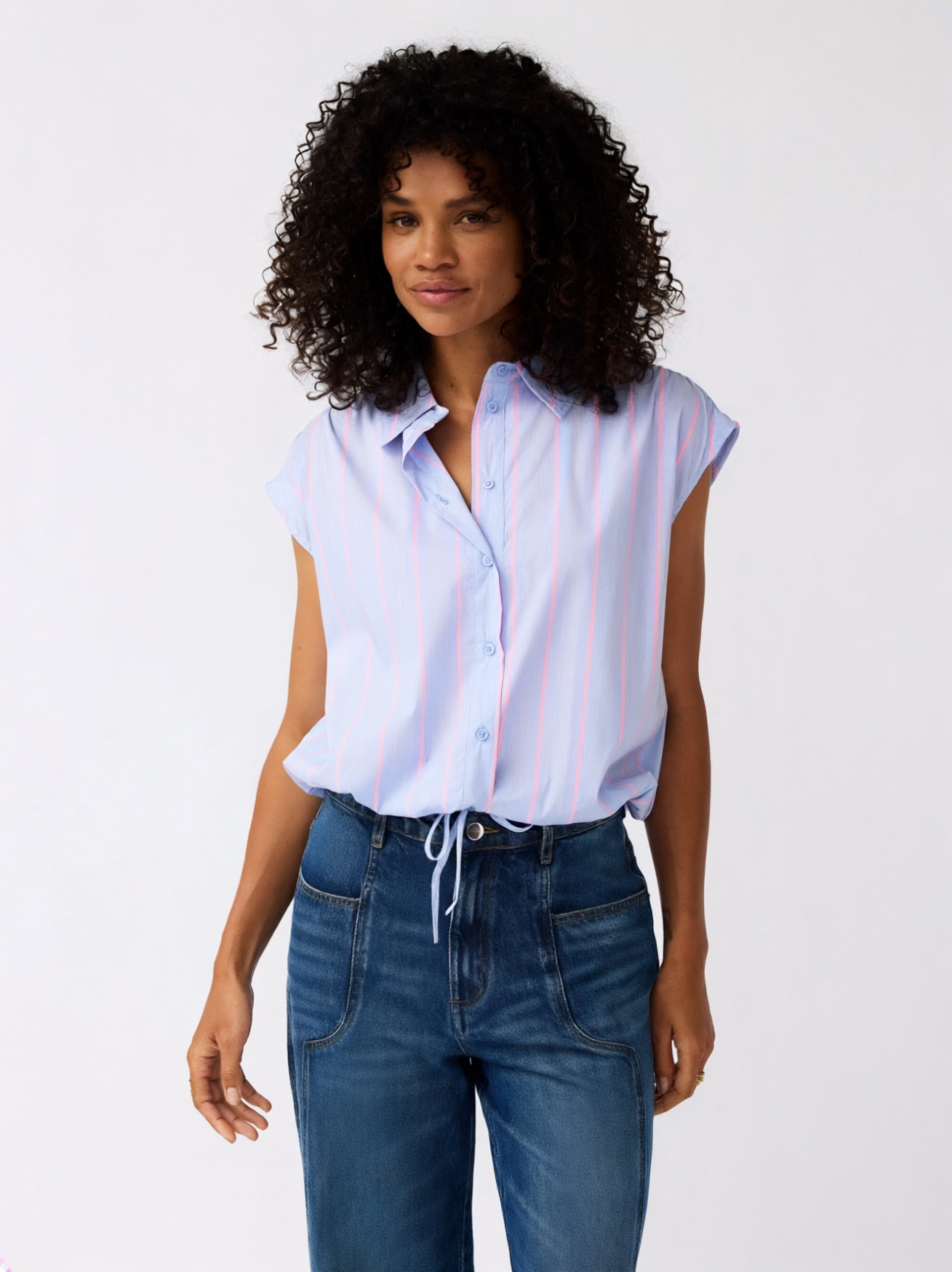 Blouse Flora | Stripe Sky blue/Rose