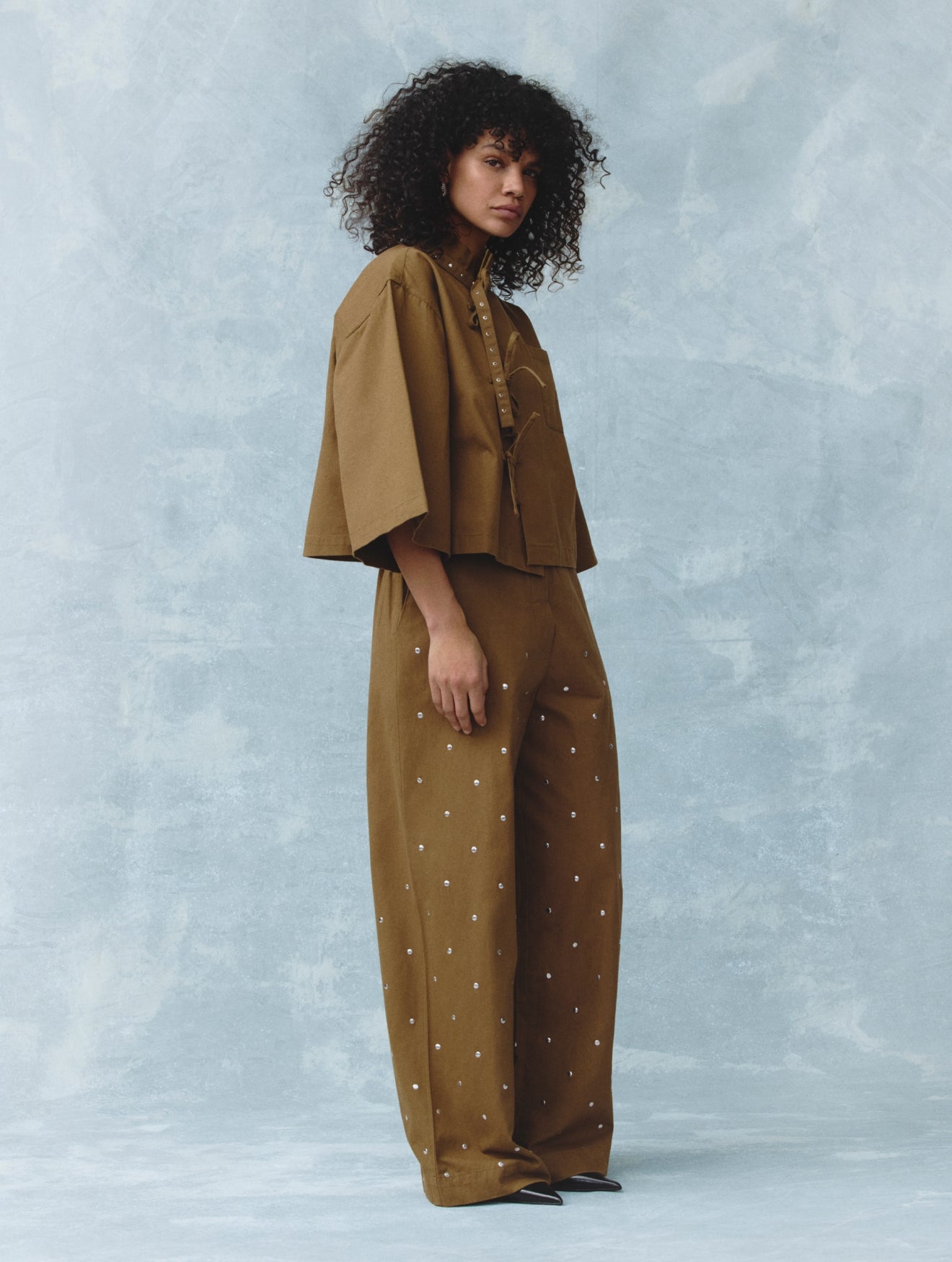 Pants Moonflower Studs | Dark Khaki