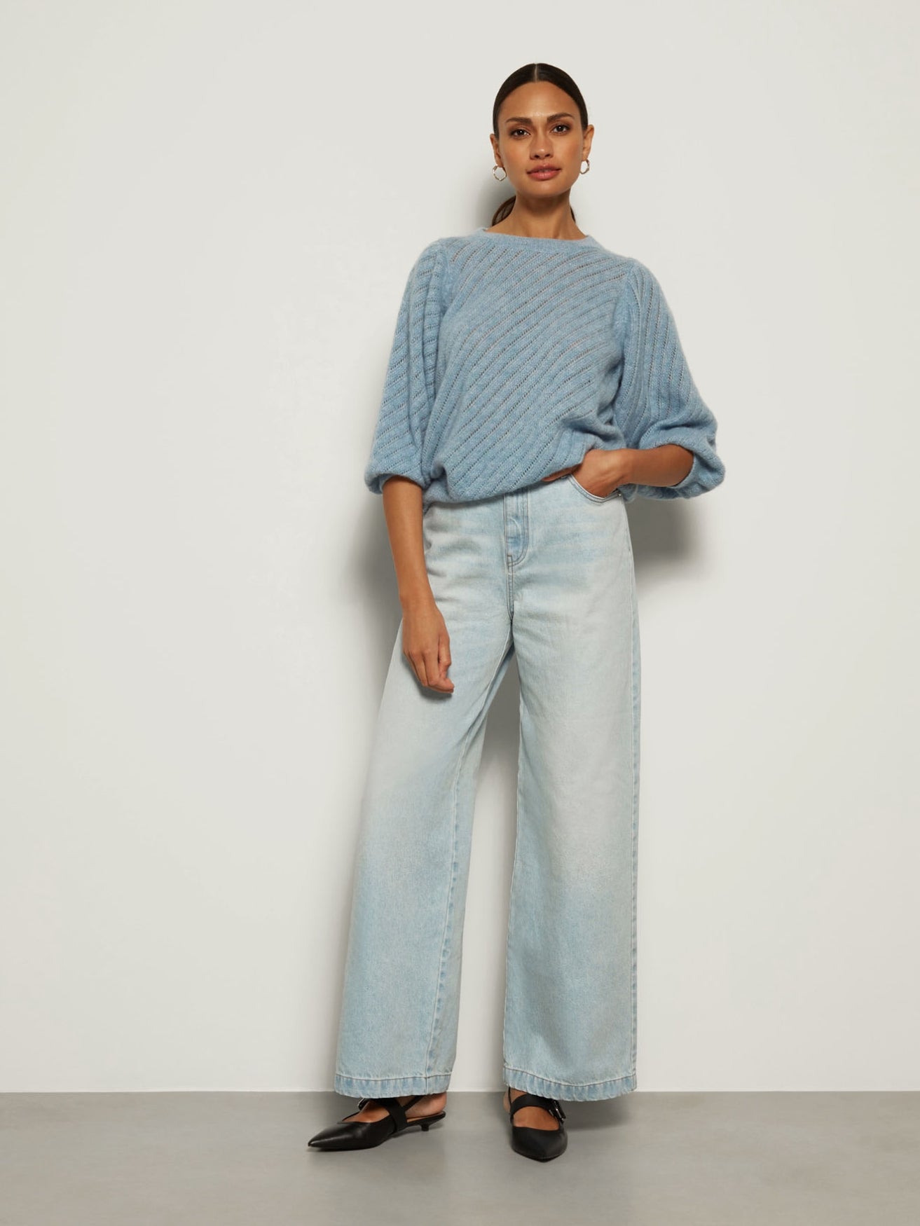 Star wide leg denim pants