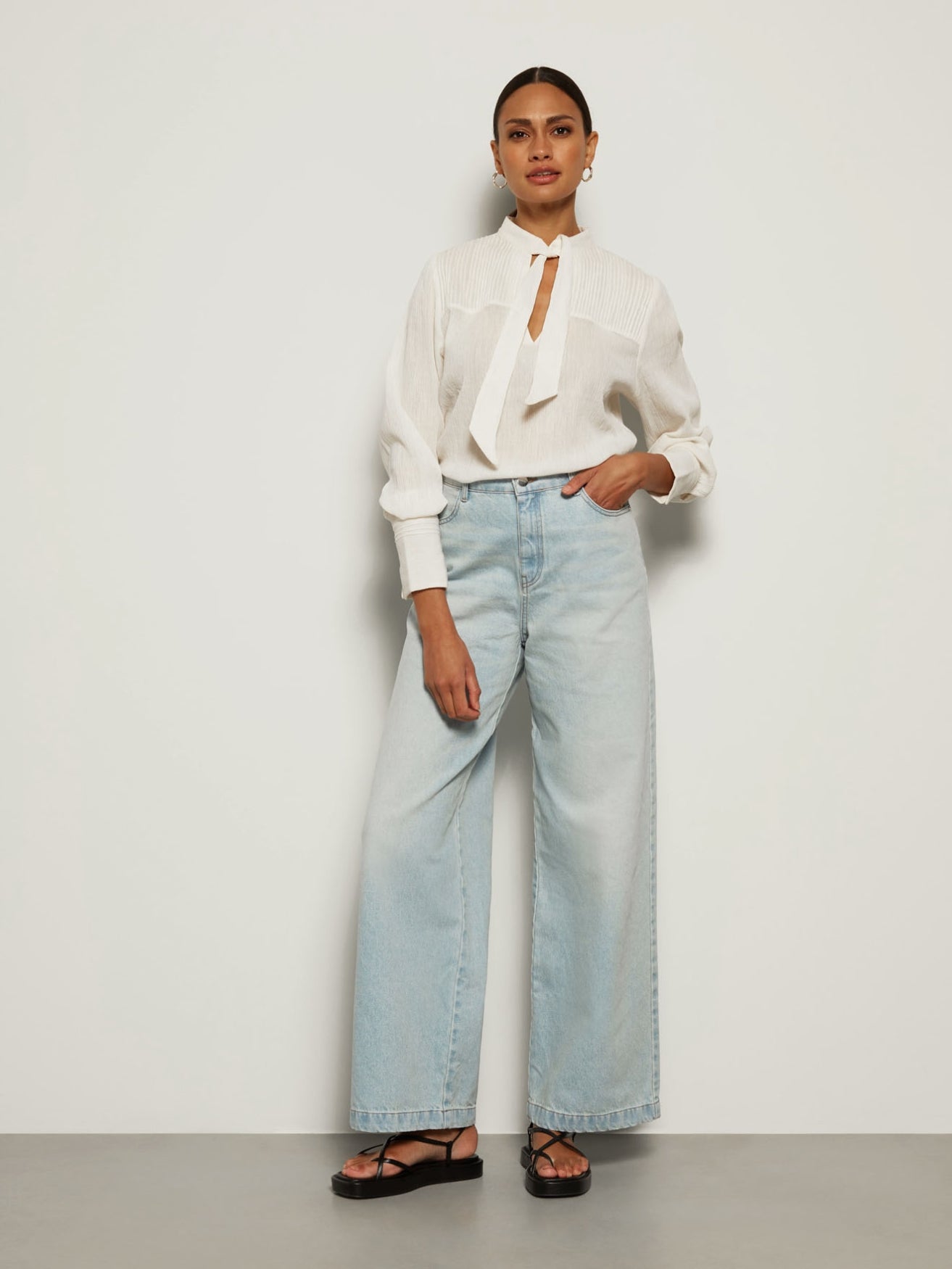 Star wide leg denim pants