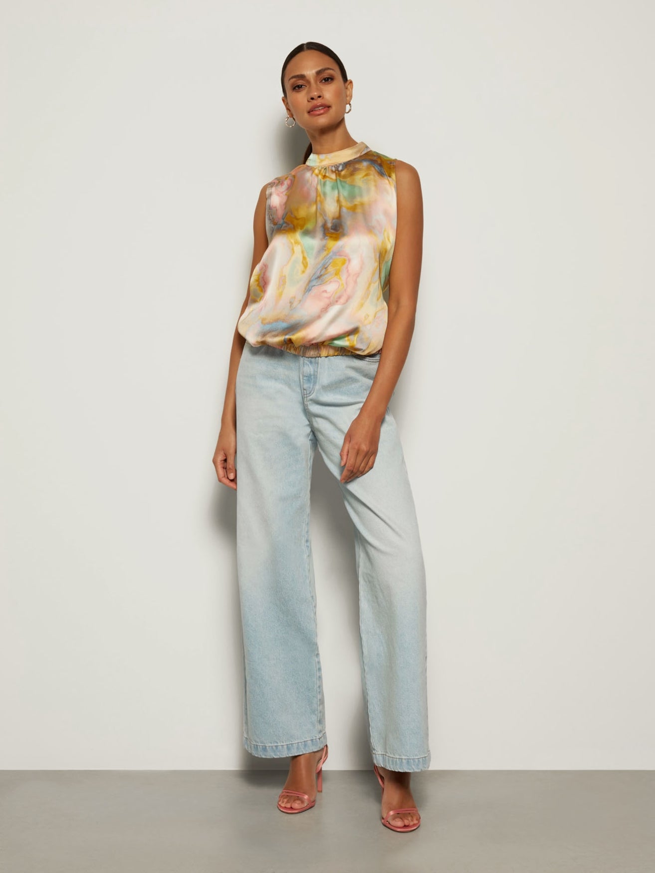 Star wide leg denim pants