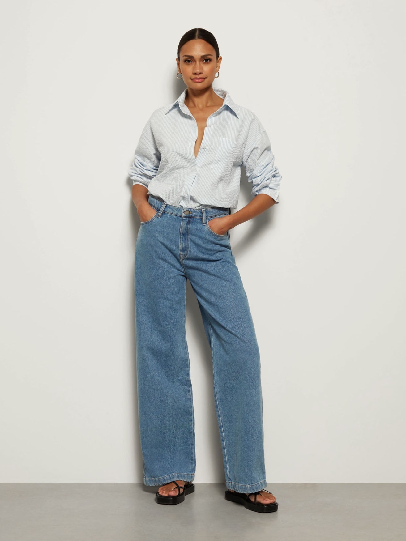 Star wide leg denim pants