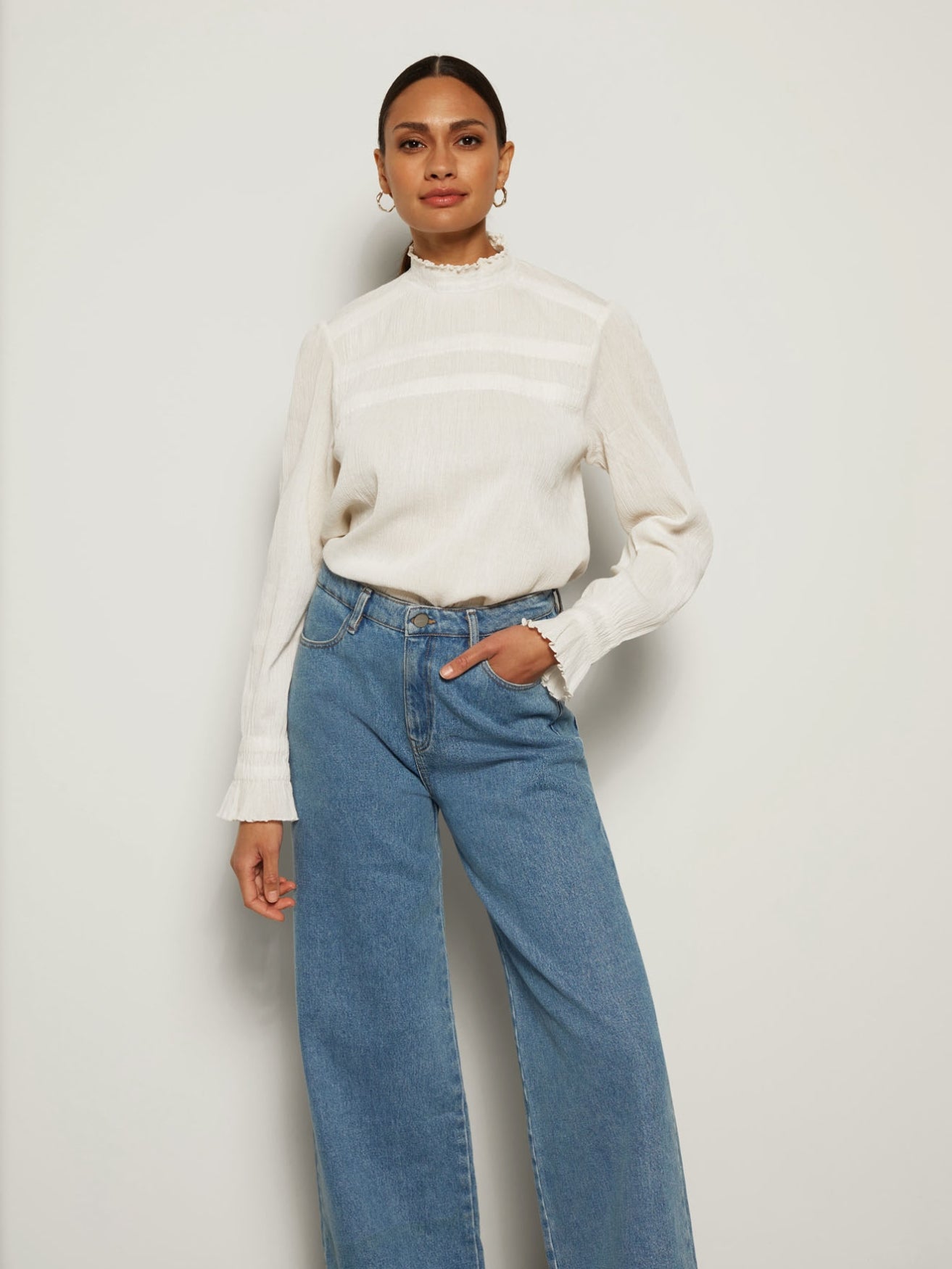 Star wide leg denim pants