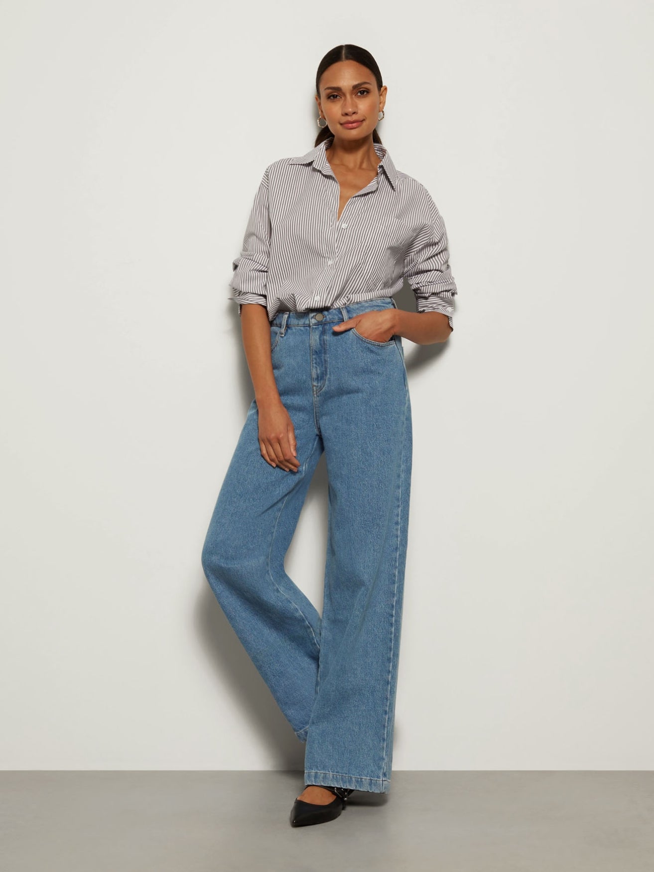 Star wide leg denim pants