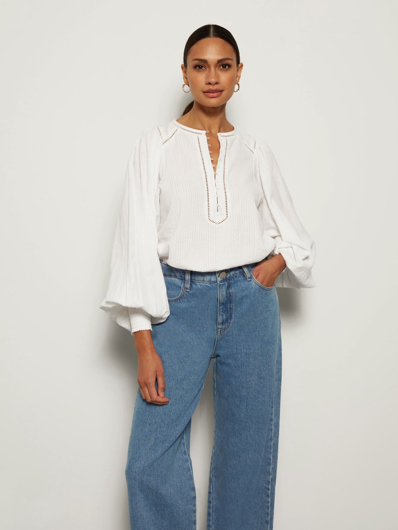 Star wide leg denim pants